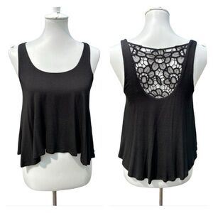 Monteau black crop top with detail crochet back